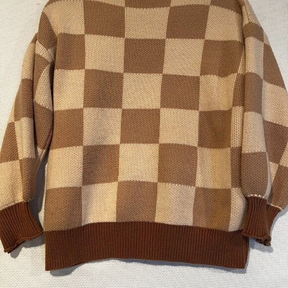 Harajuku Bear Oversize Knit Tan/Beige long puff sleeve Sweater‎ Size M - Picture 4 of 8